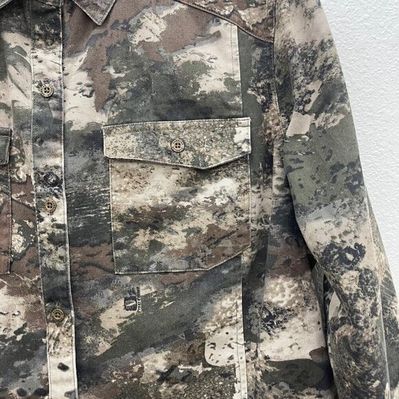 Cabelas Classic Fit Camo Long Sleeve Button Up Chest Pocket Shirt Womens sz 2XL - Picture 3 of 6